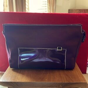 Estée Lauder Cosmetic Makeup Travel Case/Bag-Purple w/ White Stitch Trim- Large